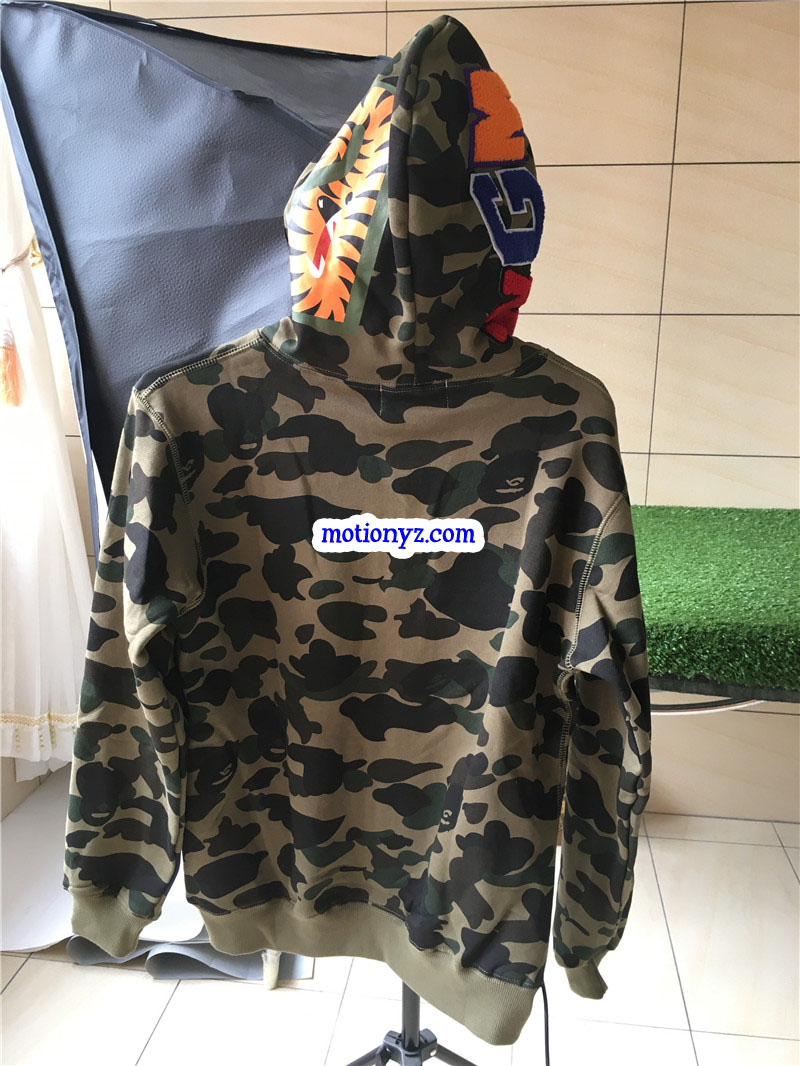 A Bathing Ape Shark Hoodies Green Camo